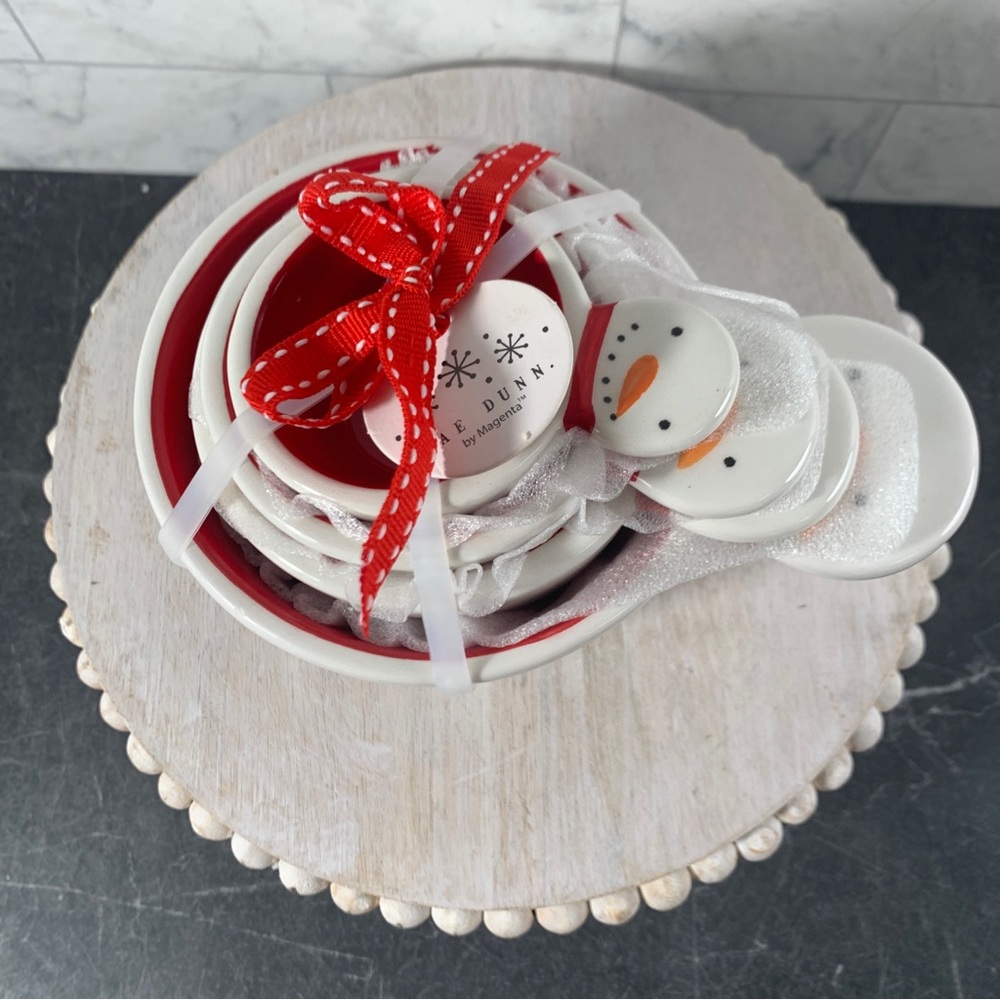 NEW Rae Dunn Snowman Handle Christmas Holiday Measuring Cups New Release 2023 - Picture 1 of 5